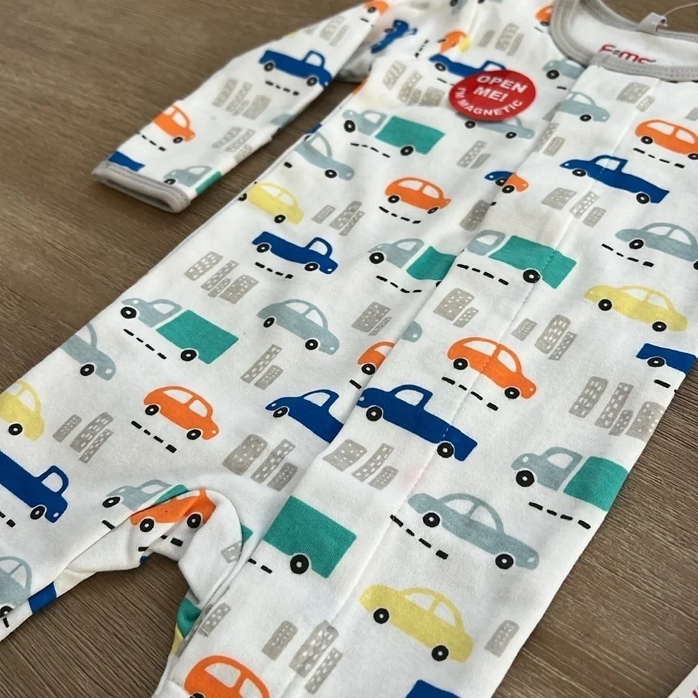 E=Mc2 by Magnetic Me Cotton Footie Sleeper Road Trip Newborn - Picture 3 of 5